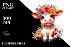 Vibrant Baby Cow Posing PNG Product Image 2