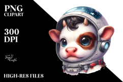 Cute Baby Cow with Astronaut Helmet PNG Product Image 2