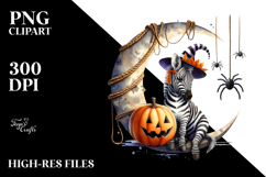 Halloween Zebra on Moon PNG Product Image 2