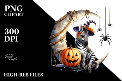 Halloween Zebra on Moon PNG Product Image 2