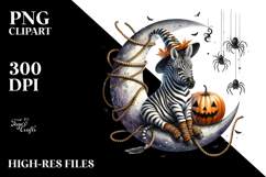 Halloween Zebra with Spiders PNG Product Image 2