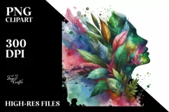Abstract Watercolor Frame with Plant Leaves PNG Product Image 1