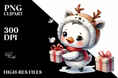 Swan in Winter with Reindeer Horns PNG Product Image 1