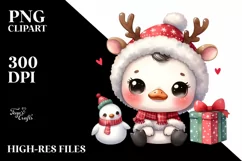 Swan in Winter with Reindeer Horns PNG Product Image 3