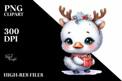 Swan in Winter with Reindeer Horns PNG Product Image 1