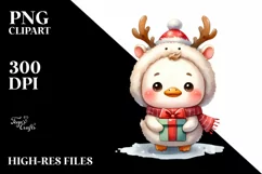 Swan in Winter with Reindeer Horns PNG Product Image 3
