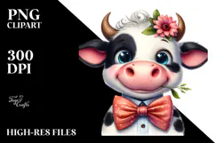 Funny Cow with Flower PNG Product Image 2
