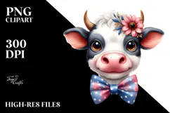 Funny Cow with Flower PNG Product Image 2