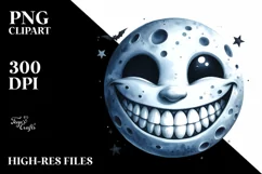 Watercolor Haloween Moon Smile Clipart Product Image 3