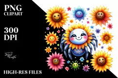 Cute Baby Spider in Sunflowers | Clipart Product Image 1