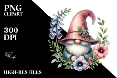Cute Gnome with Foxglove Floral Frame PNG Product Image 2