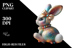 Colorful Bunny with Glittery Bow PNG Product Image 2