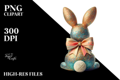 Colorful Bunny with Glittery Bow PNG Product Image 2