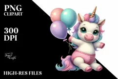 Cute Baby Unicorn Posing as Johny Bravo Clipart Product Image 3