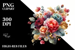 Colorful Begonia Bouquet | Sublimation | Clipart Product Image 1
