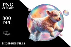 Playful Baby Highland Cow PNG Product Image 3