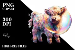 Playful Baby Highland Cow PNG Product Image 3