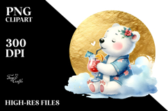 Polar Bear Drinking on Gold Circle Product Image 2