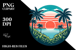 Retro Tropical Sunset PNG Product Image 2
