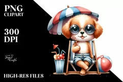 Funny Puppy Beach Chair | Sublimation | Clipart. Product Image 1
