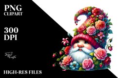 Colorful Valentines Gnome Roses PNG Product Image 2