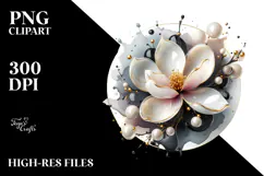 Abstract Magnolia with Golden Insertions PNG Product Image 2