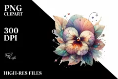 3D Wooden Stained Pansy PNG Product Image 3