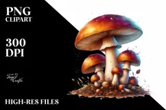 Shiny Mushroom Watercolor Splash PNG Product Image 1