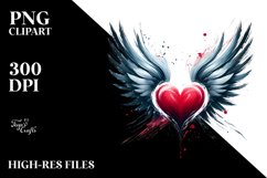 Paint Brush Style Heart with Wings, PNG Product Image 2