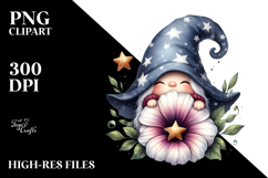 Cute GNOME with Big HAT and Large Morning Glory PNG Product Image 2