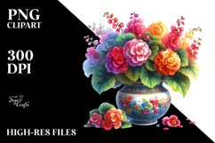 Colorful Vibrant Vase with Begonia | Clipart Product Image 3