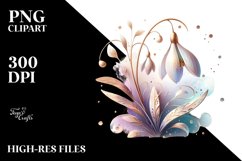 Abstract Watercolor Snowdrop Wooden Clipart Product Image 1