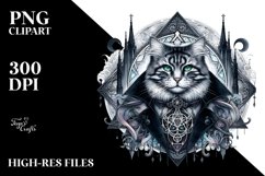 Washed Gothic Cat Clipart Product Image 3