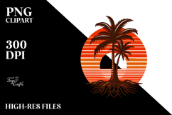 Retro Tropical Tree Sunset PNG Product Image 2