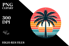 Retro Tropical Tree Sunset PNG Product Image 2