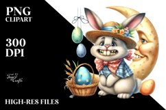 Goofy Bunny on Half Moon PNG Product Image 2