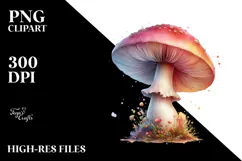 Pastel Glossy Mushroom Watercolor Splash PNG Product Image 2