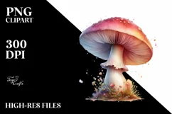 Pastel Glossy Mushroom Watercolor Splash PNG Product Image 3