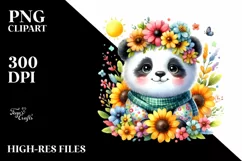 Whimsical Sun Flowers, Cute Baby Panda | Sublimation | Product Image 3
