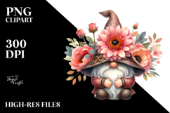 Cute GNOME with Big HAT and Gerbera Floral Frame PNG Product Image 2