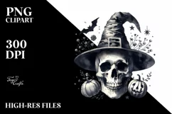 Vintage Simple Skull Halloween PNG Product Image 3