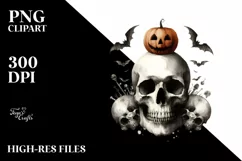 Vintage Simple Skull Halloween PNG Product Image 3