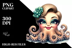 Detailed Octopus Portrait Clipart Product Image 1