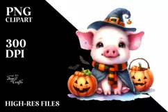 Simple Vibrant Baby Pig Halloween Clipart Product Image 3