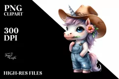 Watercolor Proud Baby Unicorn with Hat | Clipart Product Image 3