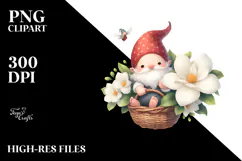 Floating Gnome with Gardenia, Lovely PNG Product Image 2