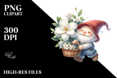 Floating Gnome with Gardenia, Lovely PNG Product Image 2