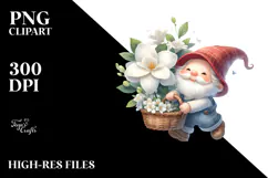 Floating Gnome with Gardenia, Lovely PNG Product Image 2