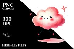 Smiling Whimsical Pinkish Cloud PNG Product Image 2