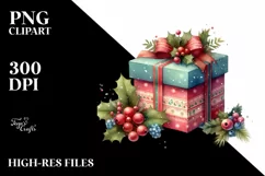 Vintage Cute Christmas Gift Box PNG Product Image 3